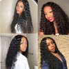 BLY Highlight Human Hair Lace Front Wigs Deep Wave #4/27 Ombre Colored Glueless Wigs Pre Plucked 30 Inch 4x4 Transparent Curly Water Wave Lace Wig Honey Blonde Real Human Hair 180% Density