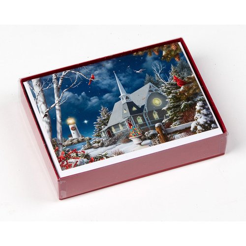 Guiding Lights Boxed Christmas Cards - 15 Cards & 16 Foil Lined Envelopes