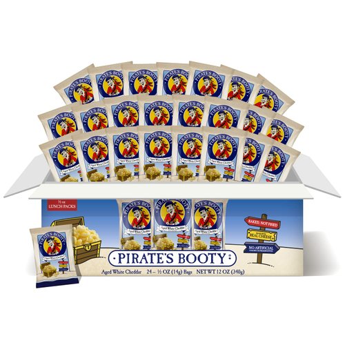 Pirate's Booty Aged White Cheddar Cheese Puffs, Gluten Free, Healthy Kids Snacks, 0.5 Ounce (Pack of 24)