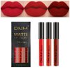 3Pcs Dark Red Rose Red Matte Liquid Lipstick Sets, Matte Dark Red Lipstick Lip Stain Waterproof Lip Gloss Gift Set Makeup Lipstick Kit 05