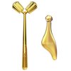Amirce Face Massager Roller, 3D Roller Facial Massager and Gua Sha Massage Roller Tool Set for Women, Facial Skin Care Tools (Gold)
