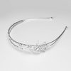 Bridal Tiara Headband Silver Crystal Double Band With Side Floral Detail