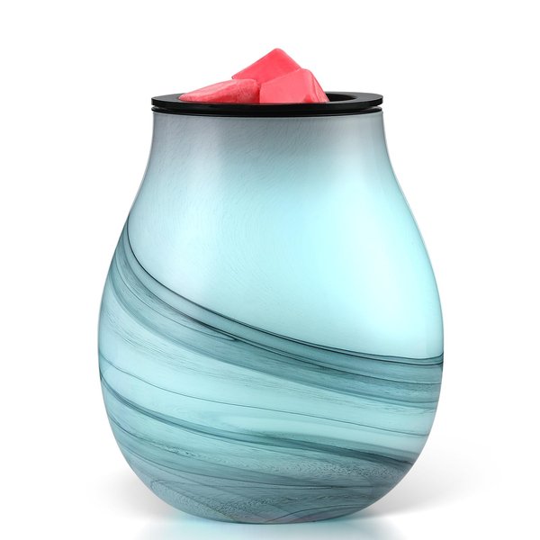 inrorans Handmade Glass Ink Painting Electric Wax Warmer Scentsy Warmer with 7 Colors Changing Led Light Reusable Silicone Liner PTC Heating Element Wax Melt Burner Night Light for Home…