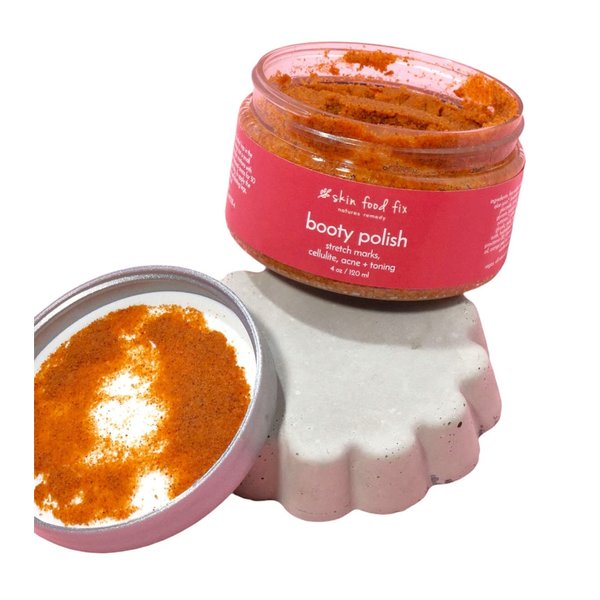 Stretch Marks, Cellulite, Booty Polish Scrub, Vegan Body Care, AHA's, Bikini Area, Walnut Scrub Body, 4 oz jar, Ships in 1 Day