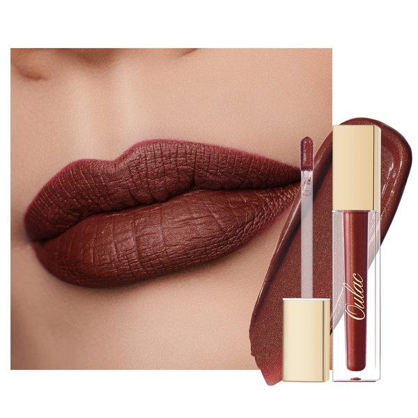 Oulac Matte Liquid Brown Lipstick for Women, Long Lasting Lipstick Waterproof Lip Stain, No Transfer, Creamy High Pigmented Formula with Rose Oil, Vegan & Cruelty-Free,Brown M03