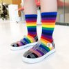 EIAY Shop Little Girls' Boys' Rainbow Stripes Cotton Crew Socks (Rainbow 6 Pack, 3-5 Years)