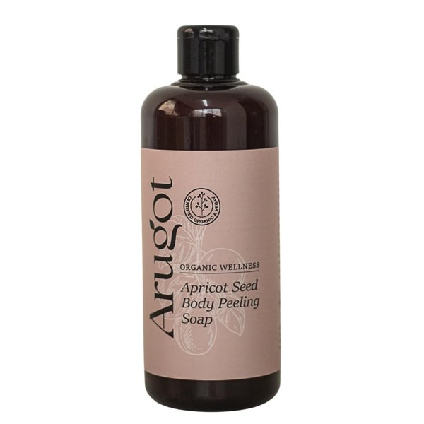 Arugot Apricot Seed Organic Body Peeling Soap Cleanser, Hyaluronic Acid & Aloe Vera Cleanser, Exfoliating, Made in Israel, 16.9 Fl Oz