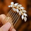 Foyte Crystal Bride Wedding Hair Comb Leaf Bridal Headpieces Rhinestone Hair Pieces Bridesmaid Side Combs Hair Accessories for Women and Girls (gold leaf)