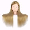 MEDO Mannequin Head 26 Inch With 50% Real Hair Brown Practice Training Head Synthetic Long Straight Hair Dresser Training Head Doll Cosmetology Manikin Head And Clamp Stand No Make Up(No make up, 27)