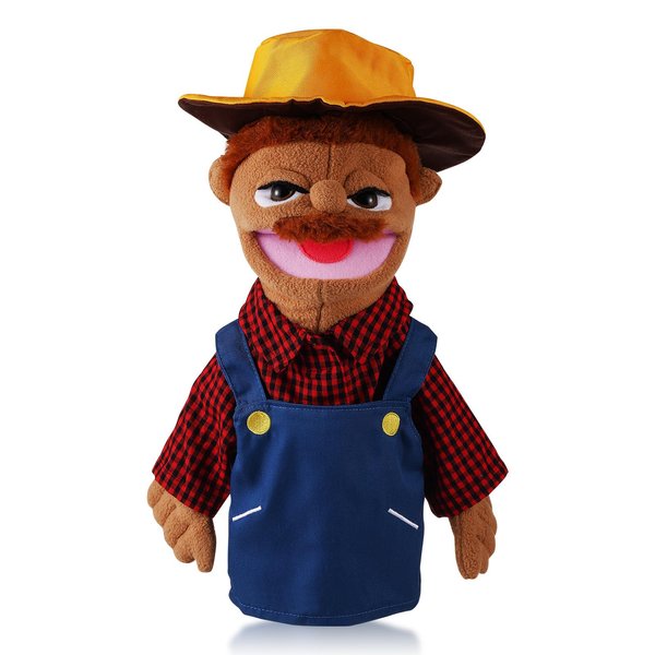 Role Play Hand Puppets Hand Plush Chef Doctor Fireman Pirate Detective Athlete Nurse Worker Hand Puppet Toys Puppets for Kids Storytelling Imaginative Pretend Play Teaching Preschool(Farmer)