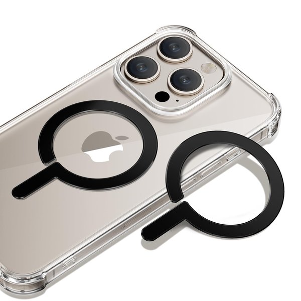 FlyCoco 2 Pack Magnetic Ring Compatible with MagSafe, Universal MagSafe Sticker, Magnetic Adapter Ring Wireless Charging for iPhone 15/14/13/12/11 and More, with 3M Adhesive, Black