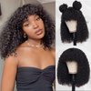 meiliprotea Curly Wigs for Black Women Human Hair Curly Wig with Bangs Wear and Go Glueless Wig Human Hair 250% Density Curly Hair Wig Human Hair Wigs for Black Women