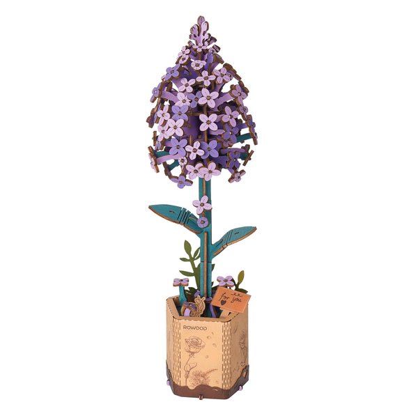 rowood 3D Puzzle Artifical Flower,Wood Flower Craft for Women,DIY Flower Building Toy Set,Mother's Day/Valentine's Day/Teacher's Day/Thanksgiving Day/Christmas/Birthday Gift -Lilac