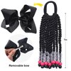 Kids Braid Ponytail Extension with Elastic Bowknot Tie Clip in Beads Braids Hair Extensions Braids Hair Extensions Wig for Children Girls Wigs with Bead Decoration Synthetic Hairpiece Black