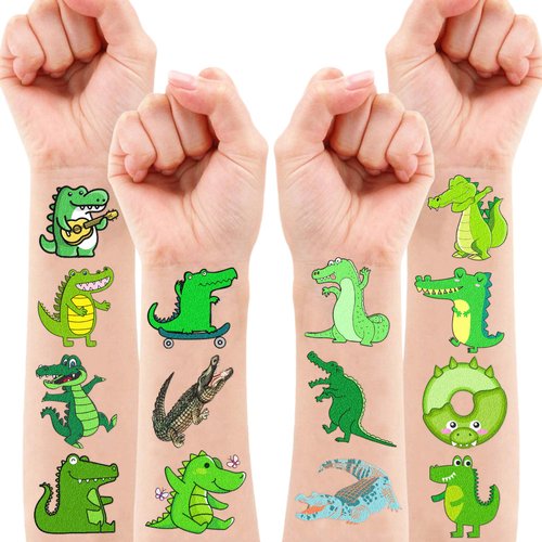 108 PCS Alligator Birthday Party Decorations Supplies Favors Alligator Crocodile Animal Decor Stickers Temporary Tattoos For Girls Boys Gift School Prizes Rewards