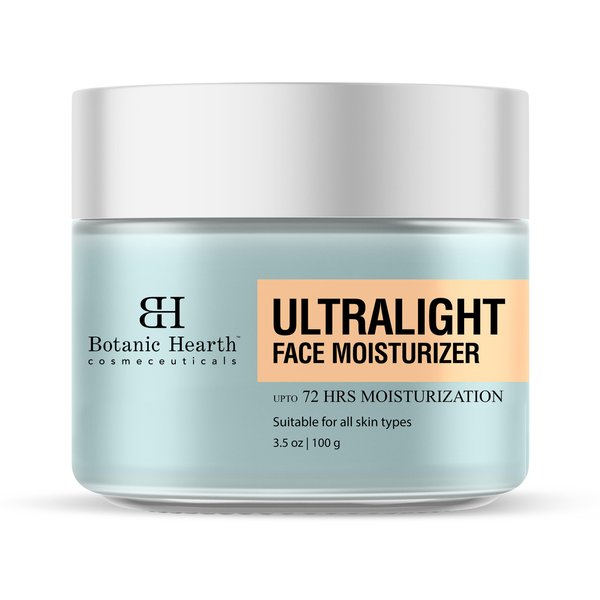 Botanic Hearth Ultra Light Face Moisturizer with Hyaluronic Acid | Oil- Free 72H Facial Moisturization for All Skin Types | Non Comedogenic | Lightweight, Non Greasy & Quick Absorbing | 3.5 oz