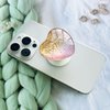Ksadiye Expandiing Moblile Cell Phone Grip Heart Shape Glass Holder for Smartphones, Cellphone Collapsible Stand（ Pink Gold