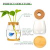 Desktop Fish Bowl Clear Glass Small Fish Tank with Wood Lid and Bamboo Stand for Betta Fish Plants Terrarium Home Office Decoration Gifts