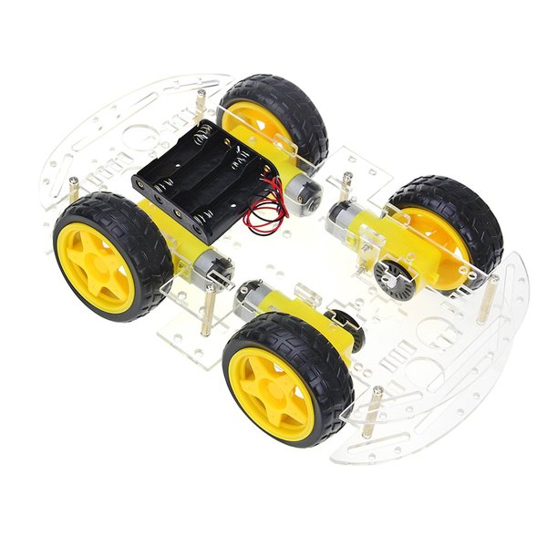 The perseids DIY Robot Smart Car Chassis Kit Educational Toy with Speed Encoder, 4 Wheels and Battery Box for Arduino/Microbit/Raspberry Pi (4 Wheels)