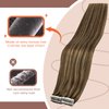 Sunny Tape in Hair Extensions Human Hair Brown Highlights Tape in Hair Extensions Dark Brown Highlighted Caramel Blonde Tape ins Brown Hair Extensions Real Human Hair for Women 50g 20pcs 20inch