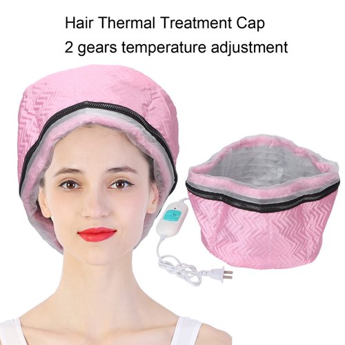 Hair Thermal Treatment Cap, Electric Heating Cap Temperature Adjustable Deep Conditioning Heat Cap Hair Heat Treatment Cap Nursing Cap Hair Heat Treatment Cap for Hair Care US Plug 110‑220V