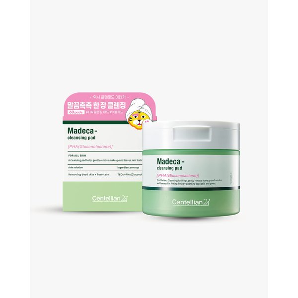 Centellian 24 Madeca Cleansing Pad (60 counts) - Water Proof Makeup Remover Cleansing Face Wipes by Dongkook. Korean Gentle, Exfoliating Daily Cleanser for Sensitive Skin.