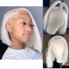FENJUN Wear and Go Glueless Wigs HD Transparent Lace Frontal #60 Grey White Platinum Blonde Wigs Human Hair Short Bob Lace Front Wigs with Baby Hair Pre plucked Frontal 10 Inch Straight Wigs for Women
