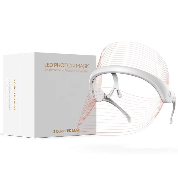 GOHIGK LED Face Mask Light Therapy Facial Photon Beauty Device with USB Cable 3 Colors LED Skin Care Treatment Mask for Facial Rejuvenation, Anti-Aging