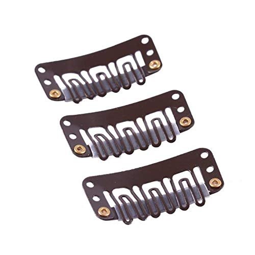 KDDOM 20 Pcs 6 Teeth Black Wig Clips U-shape Snap Clip Stainless Metal Clips for Hair Extension Hairpiece DIY Snap-Comb Wig Clips