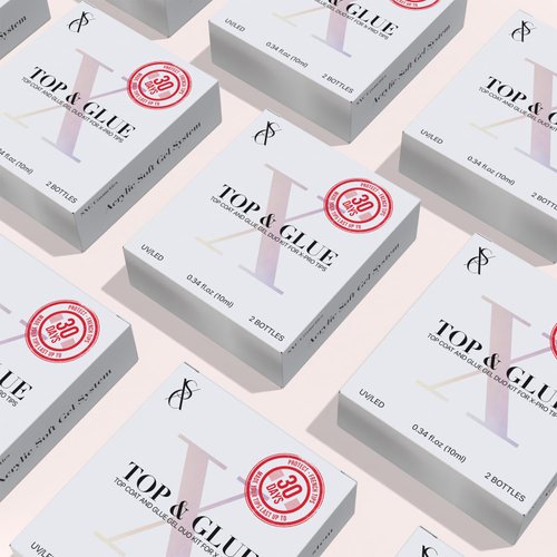 SXC Cosmetics X-Pro Tips Top Coat & Glue Gel Duo Set - Achieve Perfect French Acrylic Nails with Ease