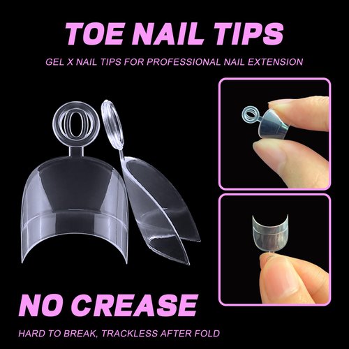 AddFavor 600pcs Toe Nail Tips Soft Gel x Nail Tips Toenails Clear Fake Nails Square Half Cover Acrylic False Toes Nails for Toe Nails Extension, Press on Toenails Making