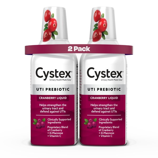 Cystex Urinary Tract Infection Support, Cranberry Prebiotic Supplement for UTI Protection & Urinary Health Maintenance, D-Mannose & Vitamin C, 7.6 oz (2 Pack) Packaging May vary