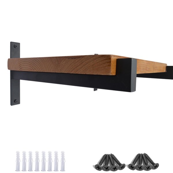 OVOV 2 Pcs Steel Heavy Duty Shelf Brackets Wall Mounted Industrial Metal Shelf Supports Matte Black 10 Inches