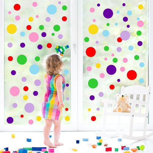 Polka Dots Wall Decals (154 Dots) Vinyl Wall Stickers Colorful Dots Wall Decals Rainbow Circle Wall Stickers for Classroom Playroom Decor Christmas Wall Decals Primary Colors Peel and Stick Decal