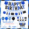 Boss Birthday Party Decorations for Blue Black Boss Boy Baby Themed Happy Birthday Banner Cake Toppers Balloons Set for Newborn Boy Child Kid Bday Party 1st 2nd 3rd Birthday Decor Supplies