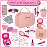 Little Girls Play Purse, Kids Toy Purse and Pretend Makeup Kits for Toddlers -My First Purse Set Include Handbag, Phone, Wallet, Play Mermaid Jewelry, Pretend Play Girl Toys, Gift for Girls 3 4 5 6 7