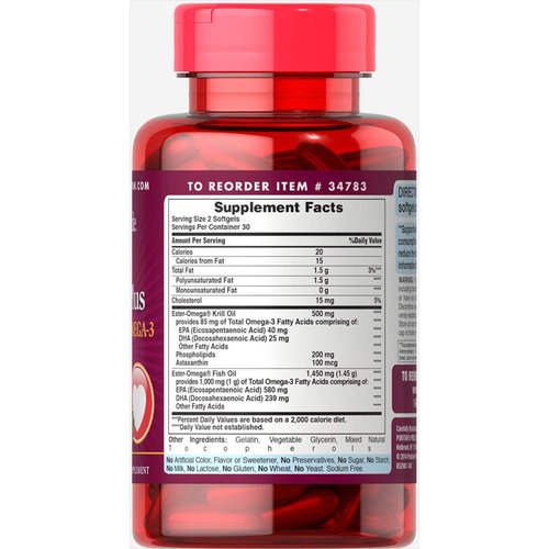 Puritan's Pride Krill Oil Plus High Omega-3 Concentrate 1085 mg