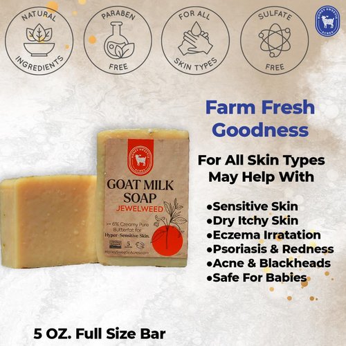 Honey Sweetie Acres All-Natural Jewelweed Goat Milk Soap – 5 oz Handcrafted Bar for Effective Poison Ivy Relief – Eco-Friendly, Made in USA