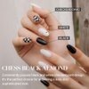 MUZMAK Reusable NJeans Press on Nails | 36 Fake Nails Kit with Checkered Nails Almond Designs | Glue On Nails for Women Gift with K-POP Style