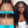 BLY Curly Glueless Wear and Go Pre Cut Lace Front Wigs Human Hair Pre Plucked Ready to Wear Wig for Women Afro Kinky Curly Black Color Hair Wig with Elastic Band 30 Inch