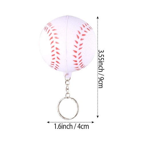 KINMAD 24 Pack Baseball Keychains Baseball Sport Stress Ball Keychains for Kids Party Favors Gifts School Carnival Prizes