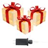 Christmas Lighted Gift Boxes, Set of 3 Lighted Present Boxes with 60 LEDs for Christmas Decorations,Festive Holiday Decorations for Indoor and Outdoor Use (Gold)