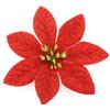 3 1/2" Poinsettia Red Glitter Poly Silk Flower Hair Comb
