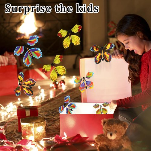 Rasnodda 10 Pieces Magic Flying Butterfly Wind Up Butterfly for Surprise Gift in Book, Birthday Surprise Card, Exploding Gift Box (Colourful Style)