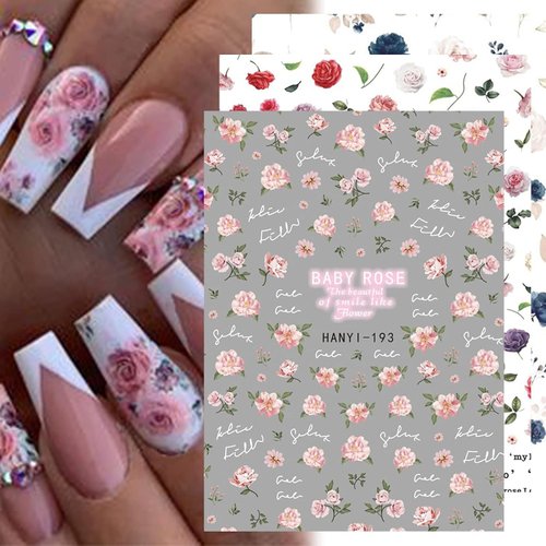 VOTACOS Flower Nail Art Stickers Charming Daisy Nail Decals 8 Sheets Spring Summer Nail Stickers for Nail Art Perfect Nail Accessories 3D Self-Adhesive Design Nail Decoration for Women