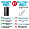 2 PACK Push Down-Pop Off Beer Bottle Opener with Magnetic Cap Catcher No Damage to Caps,Automatic Decapitator Beer/Soda Magnet Bottle Top Openers,One-Hand Easy/Funny Open,Cool Bartender Tools (Black)