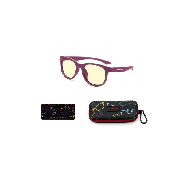 GUNNAR - Premium Gaming and Computer Glasses for Kids (age 4-8) - Blocks 65% Blue Light - Rush, Magenta, Amber Tint