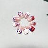 24Pcs White French Tip Press on Nails Short Square Fake Nails Independence Day Glue on Nails 4th of July American Flag Star Firework Tip Design False Nails Patriotic Glossy Artificial Nails for Women