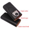 AMANCY Classic Black Leather 3 Fingers Cigar Case with Cedar Wood Lining,Silver Stainless Steel Cutter Contained