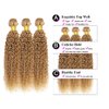 Color 27 Honey Blonde Bundles Human Hair Blonde Kinky Curly Bundles 22 24 26 inch Double Weft Color 27 Bundles Hair Weave Curly Wave Bundles Brazilian Virgin Remy Hair Extensions